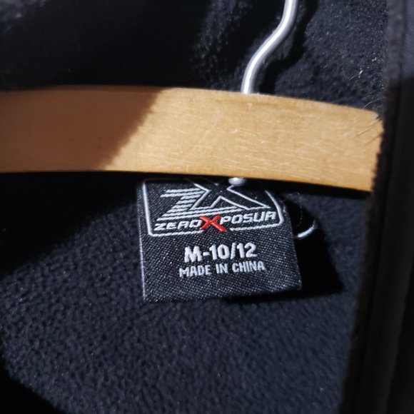 boys size 10-12 Zeroxposur zip jacket, black green water resistant fleece lined - Picture 5 of 12